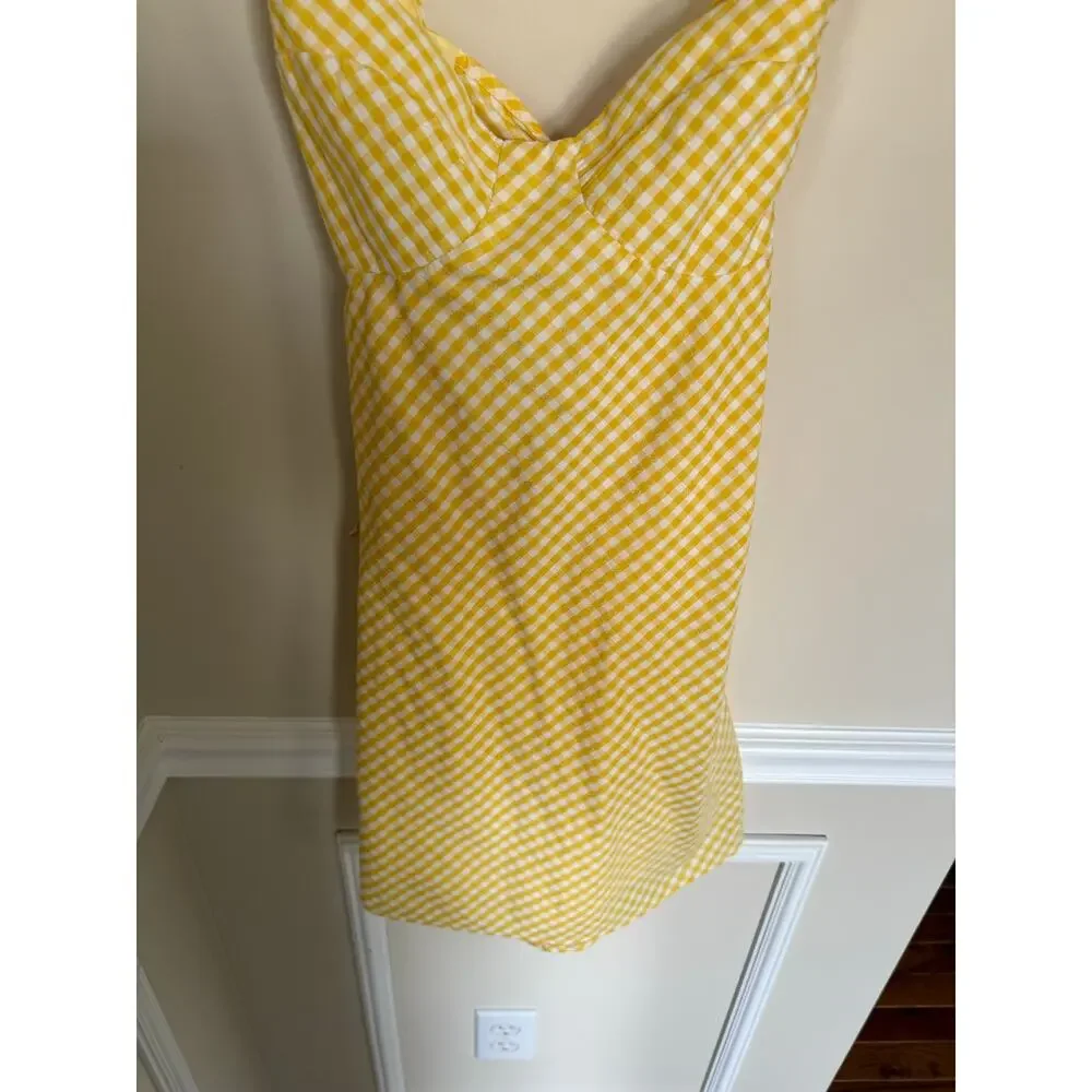Princess Polly Yellow & White Gingham McBeath Mini Dress Tie Back Summer Preppy - Picture 8 of 13